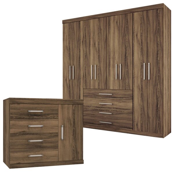 Guarda-Roupa Talento 8 Portas 4 Gavetas mais Cômoda 1 Porta 4