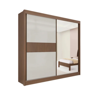 Face Off Programa Guarda Roupa Titanium Ripado Com Espelho Castanho/off - D Doro | Leroy ...