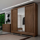 Guarda Roupa Topazio 3 Pts 3 Gavetas Com 2 Kit Espelho 6 Pés