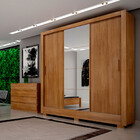 Guarda Roupa Topazio 3 Pts 3 Gavetas Com 2 Kit Espelho 6 Pés