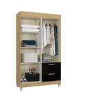 Guarda Roupa Toquio 4 Portas 2 Gavetas Damasco / Preto - Poqu