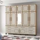 Guarda Roupa Triplex Diamante Com Espelho Nature/off White -