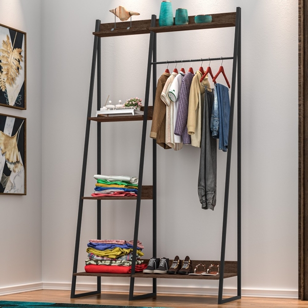 Guarda Roupa Tubular Industrial Jones Preto E Castanho