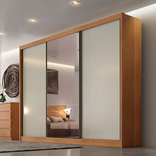 Guarda Roupa Turim 3 Portas 6 Gavetas Com Espelho Clic Móveis