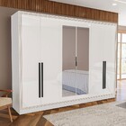Guarda-roupa Valência 6 Portas 4 Gavetas Com Espelho Branco -
