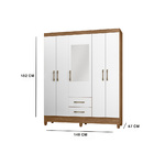 Guarda Roupa Valéria 5 Portas Naturale Branco Tana Decor
