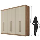 Guarda Roupa Verona 6 Portas Pux Alumini Amêndoa Off White