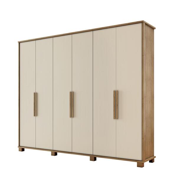 Guarda Roupa Viena 6 Portas E 5 Gavetas Amêndoa Off White