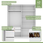 Guarda-roupa Vince 4 Portas 2 Gavetas 5 Prateleiras Branco