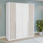 Guarda-roupa Vince 4 Portas 2 Gavetas 5 Prateleiras Branco