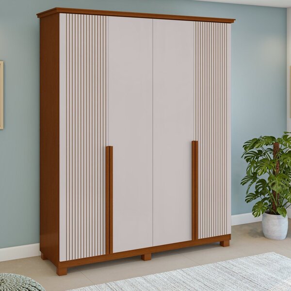 Guarda-roupa Vince 4 Portas 3 Gavetas 5 Prateleiras Com Pés F