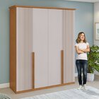 Guarda-roupa Vince 4 Portas 4 Gavetas 4 Prateleiras Amendoa C