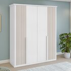 Guarda-roupa Vince 4 Portas 6 Gavetas 4 Prateleiras Branco