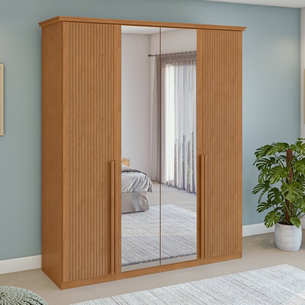 Guarda-roupa Vince 4 Portas 6 Gavetas 4 Prateleiras Com Espel