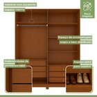 Guarda-roupa Vince 4 Portas 6 Gavetas 4 Prateleiras Com Espel