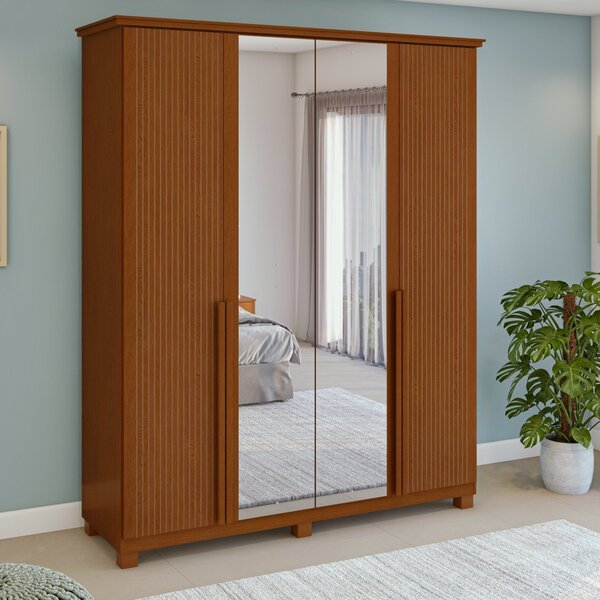 Guarda-roupa Vince 4 Portas 6 Gavetas 4 Prateleiras Com Espel