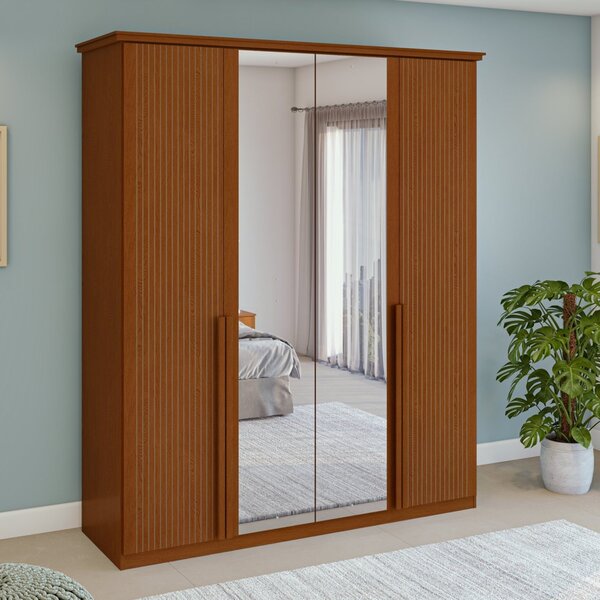 Guarda-roupa Vince 4 Portas 6 Gavetas 4 Prateleiras Com Espel