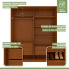 Guarda-roupa Vince 4 Portas 6 Gavetas 4 Prateleiras Com Espel