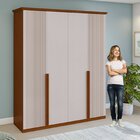Guarda-roupa Vince 4 Portas 6 Gavetas 4 Prateleiras Frassino/