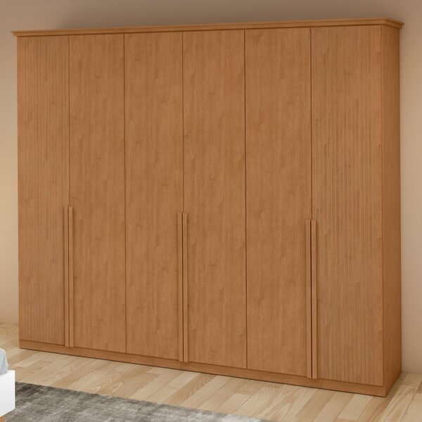 Guarda-roupa Vince 6 Portas 2 Gavetas 9 Prateleiras Amendoa C