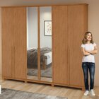 Guarda-roupa Vince 6 Portas 2 Gavetas 9 Prateleiras Com Pés E