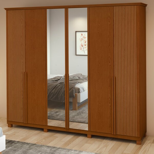 Guarda-roupa Vince 6 Portas 2 Gavetas 9 Prateleiras Com Pés E