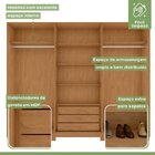 Guarda-roupa Vince 6 Portas 3 Gavetas 7 Prateleiras Com Pés A