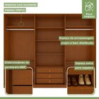 Guarda-roupa Vince 6 Portas 3 Gavetas 9 Prateleiras Frassino/