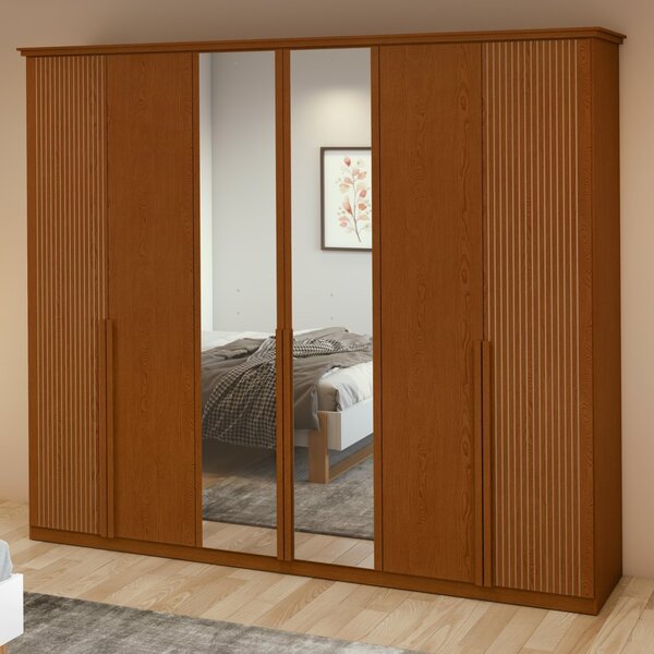 Guarda-roupa Vince 6 Portas 4 Gavetas 8 Prateleiras Com Espel