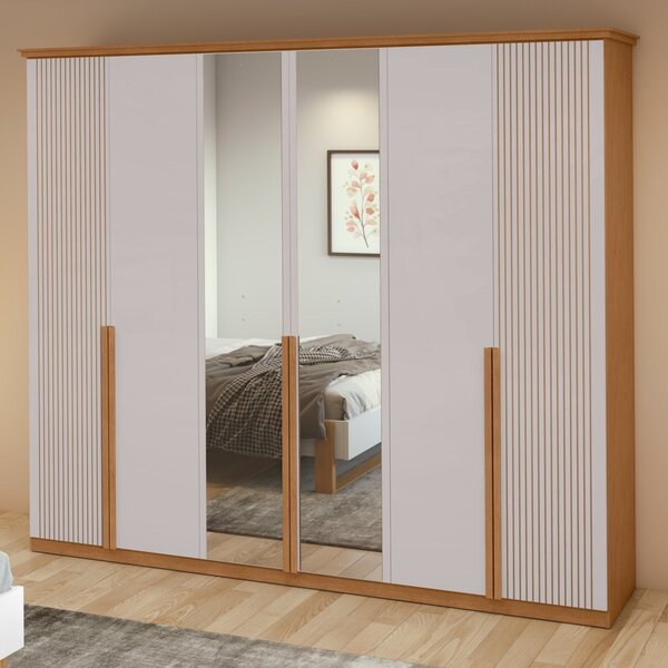 Guarda-roupa Vince 6 Portas 4 Gavetas 8 Prateleiras Com Espel