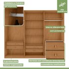 Guarda-roupa Vince 6 Portas 6 Gavetas 5 Prateleiras Amendoa C