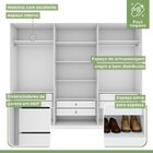 Guarda-roupa Vince 6 Portas 6 Gavetas 5 Prateleiras Branco