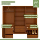 Guarda-roupa Vince 6 Portas 9 Gavetas 5 Prateleiras Frassino