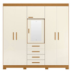 Guarda Roupa Virtus Casal 6 Portas 4 Gavetas Com Espelho Mdp