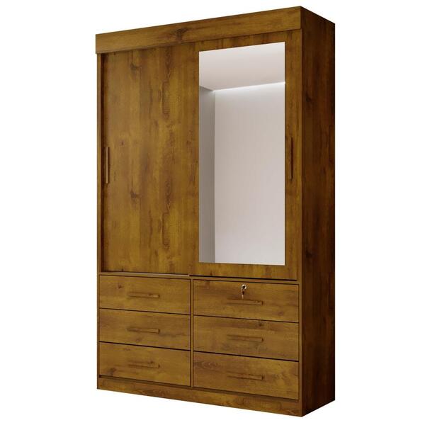 Guarda-roupa Vision 2 Portas De Correr Com Espelho Rovere