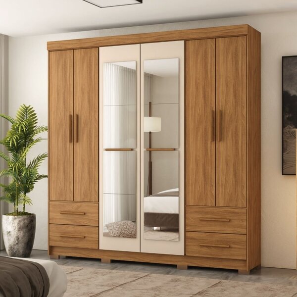 Guarda-roupa Vitorino 6 Portas E 4 Gavetas Com Espelhos Freij
