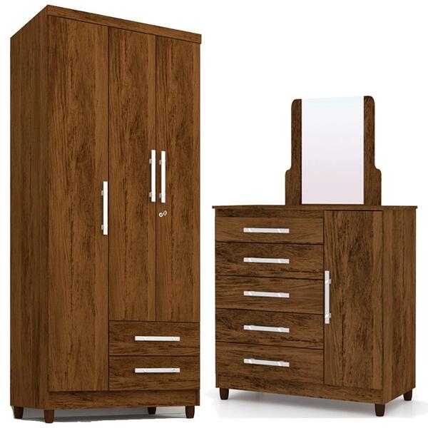 Guarda Roupas 03 Portas 10014 E Sapateira 20016 Imbuia Rustic