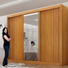 Guarda Roupas 03 Portas Milano Com Espelho Na Porta Central,