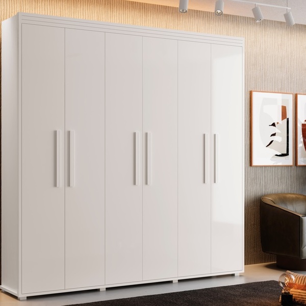 Guarda Roupas 2 10 Mdf 6 Portas Milão Fenix Branco