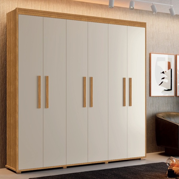 Guarda Roupas 2 10 Mdf 6 Portas Milão Fenix Cinamomo / Off Wh