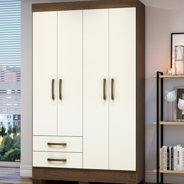 Guarda-roupas 2 Gavetas 4 Portas Zafira Briz Castanho Hp/off