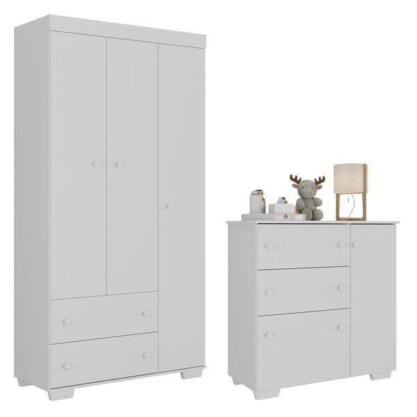 Guarda-roupas 3 Portas 2 Gavetas Com Cômoda 1 Porta 3 Gavetas