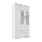 Guarda Roupas 3 Portas 2 Gavetas Com Espelho Arthur Branco