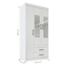 Guarda Roupas 3 Portas 2 Gavetas Com Espelho Arthur Branco