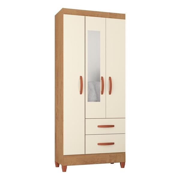 Guarda-roupas 3 Portas 2 Gavetas Com Espelho Multimóveis Cr35