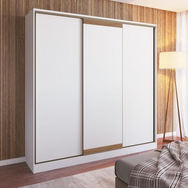 Guarda Roupas 3 Portas 3 Gavetas Amarillo Branco