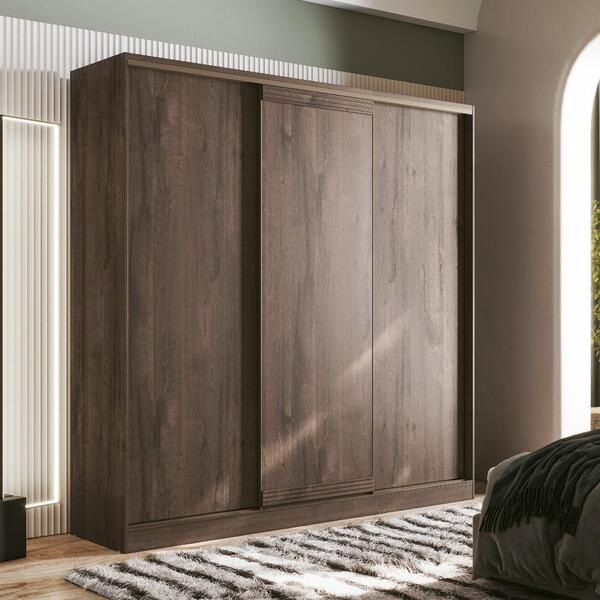 Guarda Roupas 3 Portas 3 Gavetas Com Espelho Amarillo Ébano