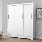 Guarda Roupas 3 Portas De Correr 3 Gavetas Aramoveis Branco