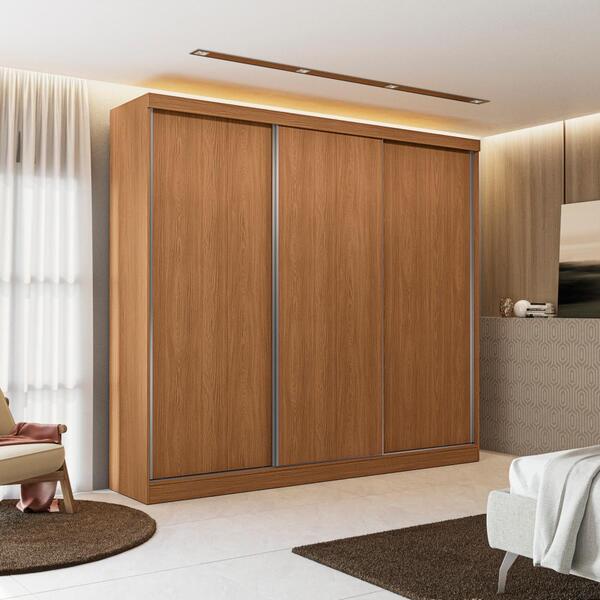 Guarda-roupas 3 Portas De Correr Reversíveis Kappesberg Canela