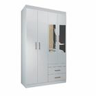 Guarda Roupas 4 Portas 2 Gavetas Com Espelho Maia Branco